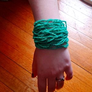 Turquoise beaded bracelet adjustable